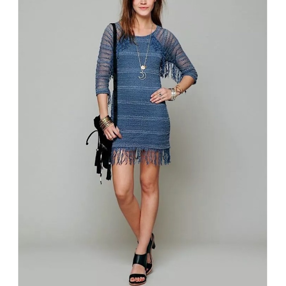 FREE PEOPLE Party Dress Intricate Draped Mini Gown